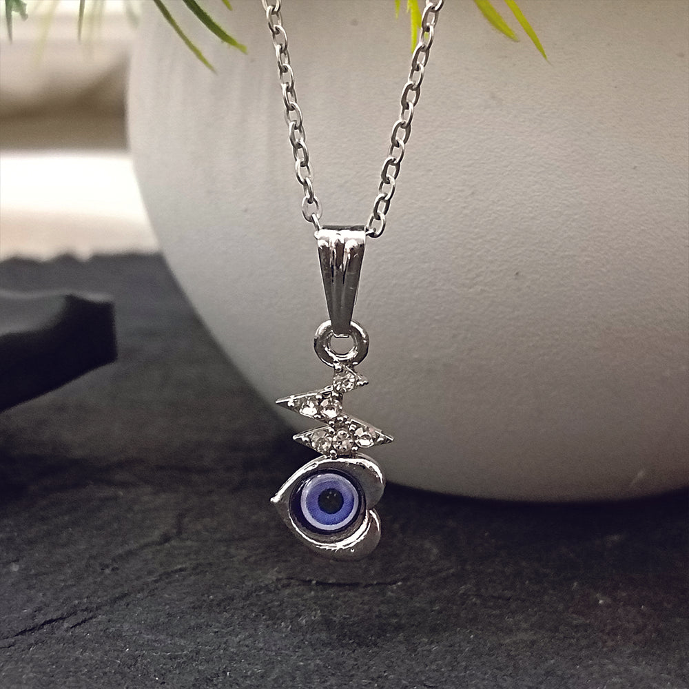JewelMaze Heart Shaped Evil Eye Chain Pendant - 1405023