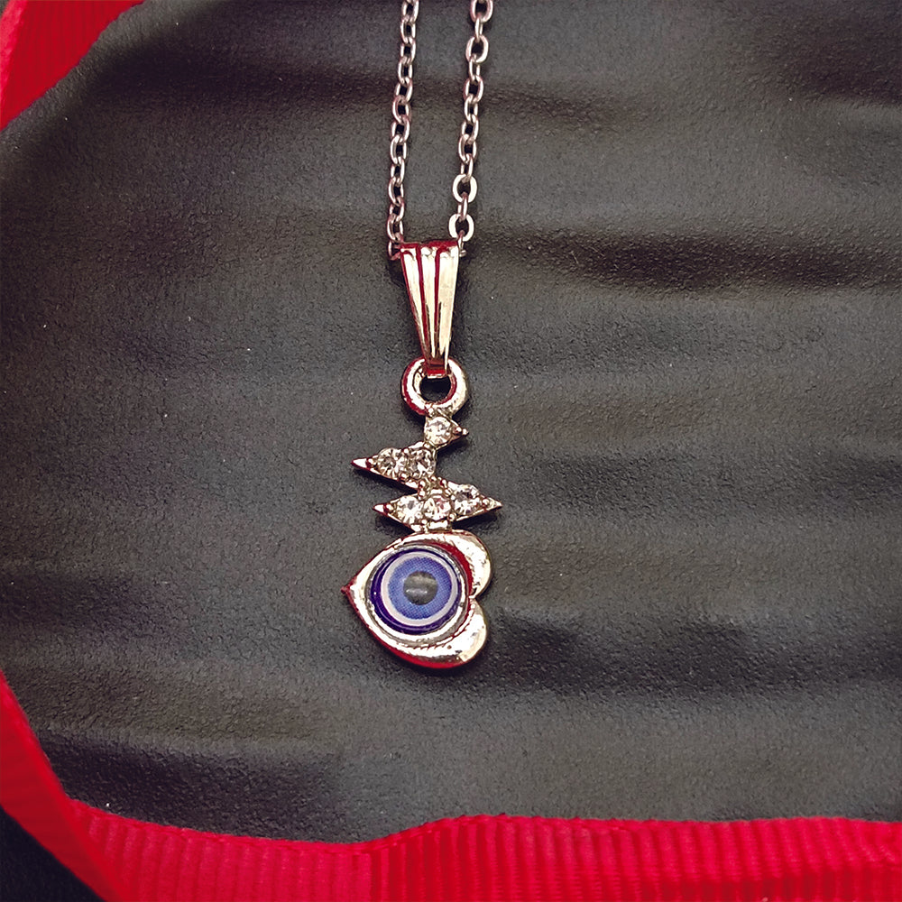 JewelMaze Heart Shaped Evil Eye Chain Pendant - 1405023