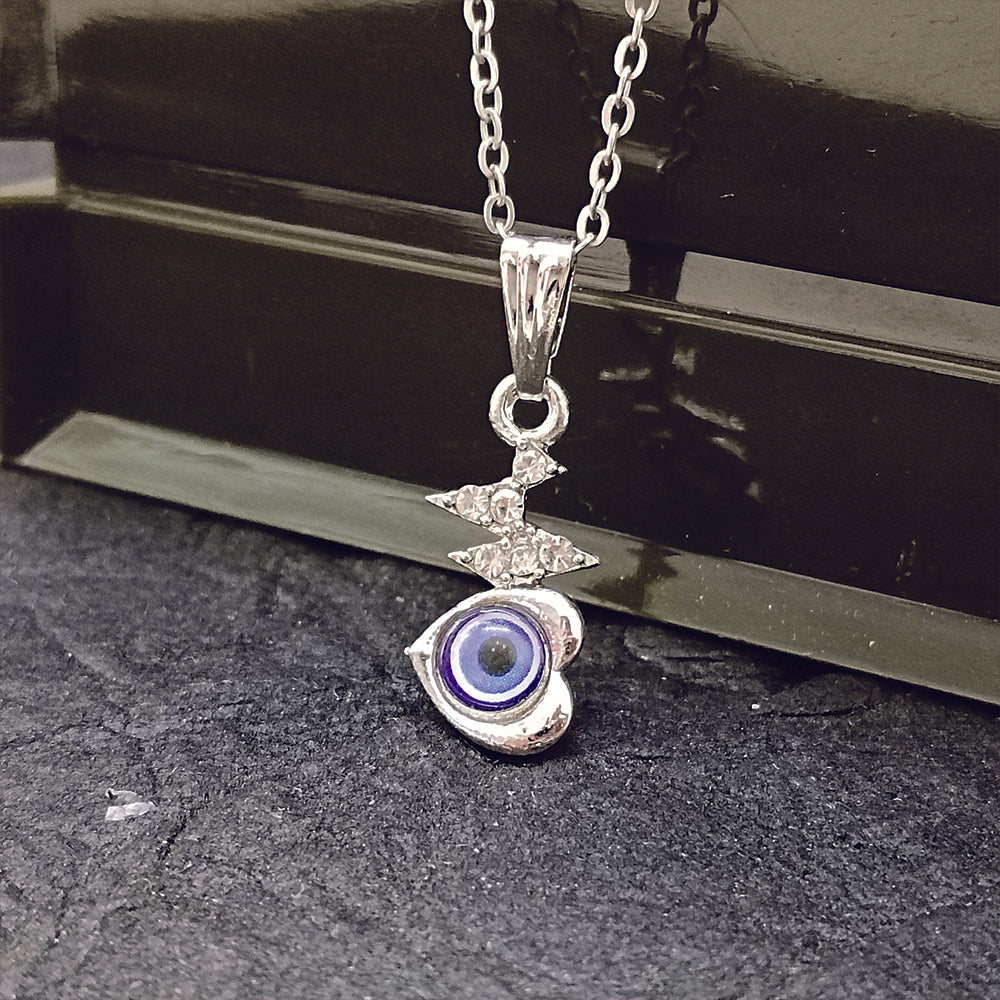 JewelMaze Heart Shaped Evil Eye Chain Pendant - 1405023