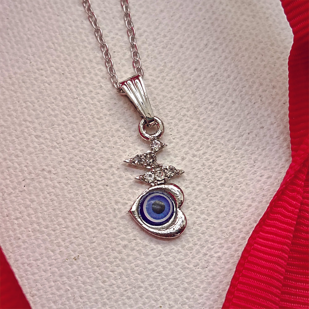 JewelMaze Heart Shaped Evil Eye Chain Pendant - 1405023