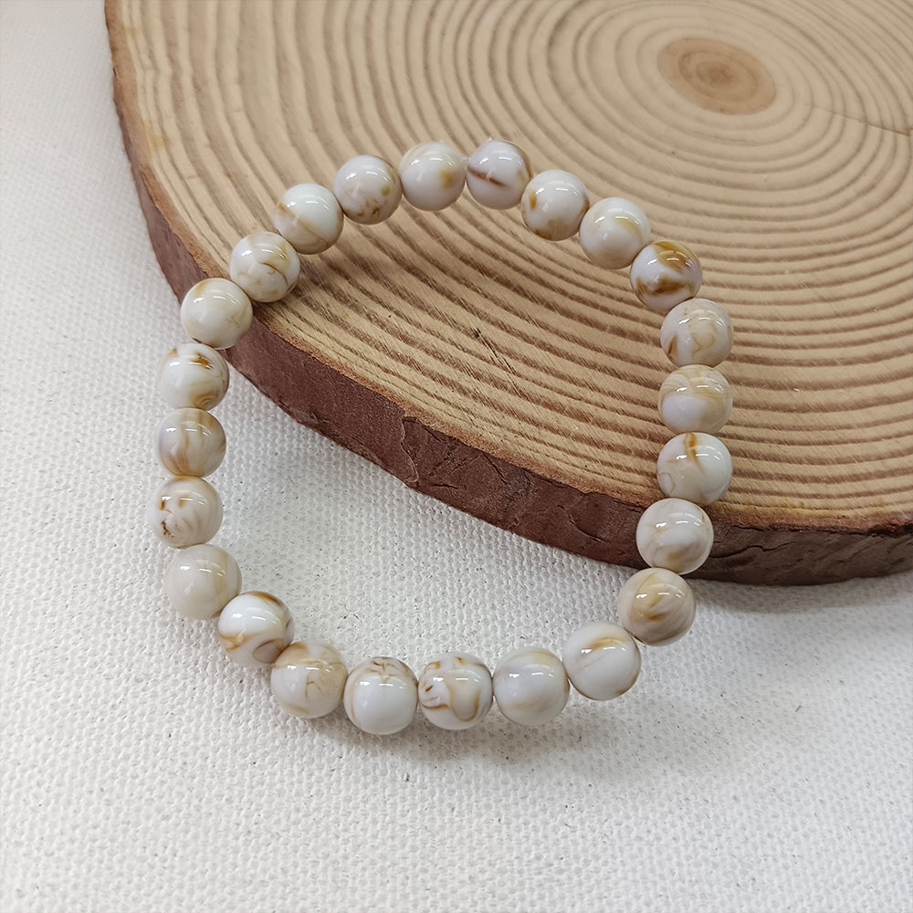 JewelMaze Brown Glass Beads Bracelet