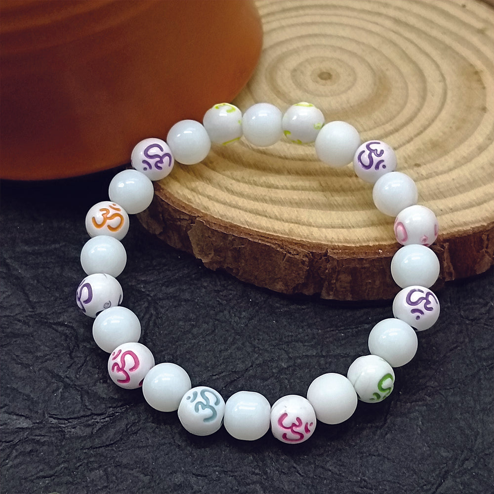 JewelMaze OM White Beads Bracelet