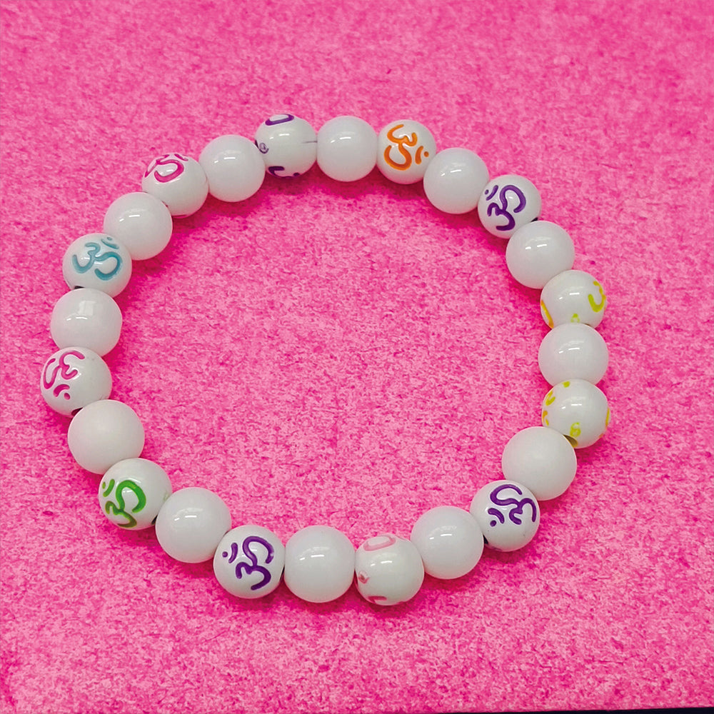 JewelMaze OM White Beads Bracelet