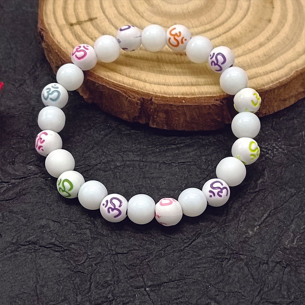 JewelMaze OM White Beads Bracelet