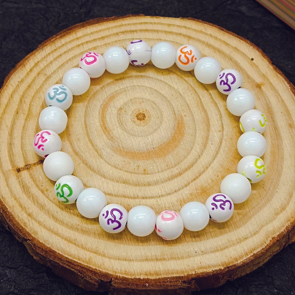 JewelMaze OM White Beads Bracelet