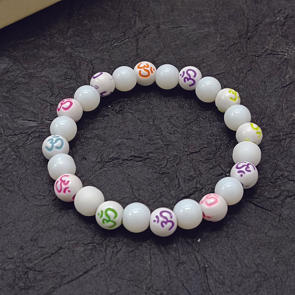 JewelMaze OM White Beads Bracelet