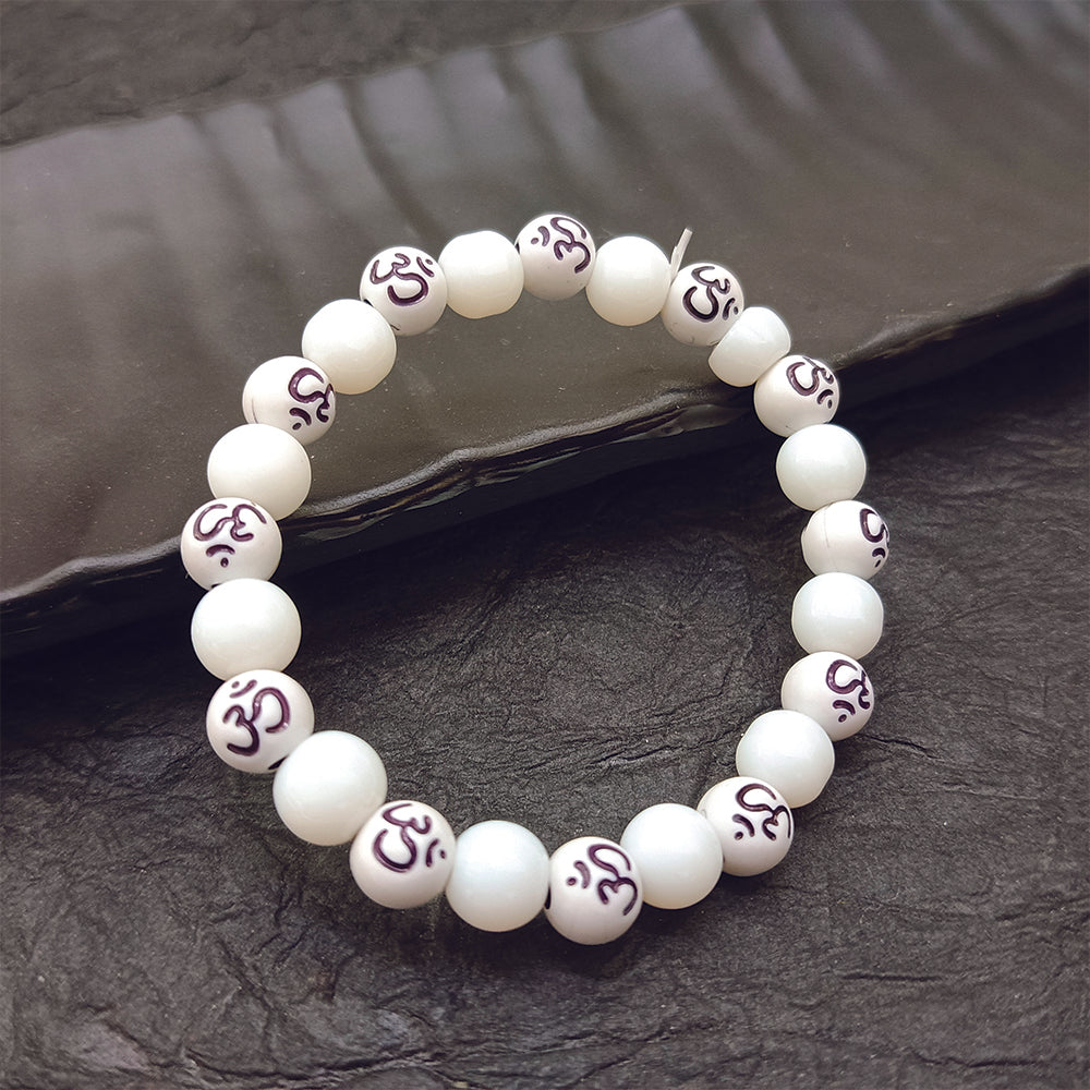 JewelMaze OM White Beads Bracelet - 1405026WH