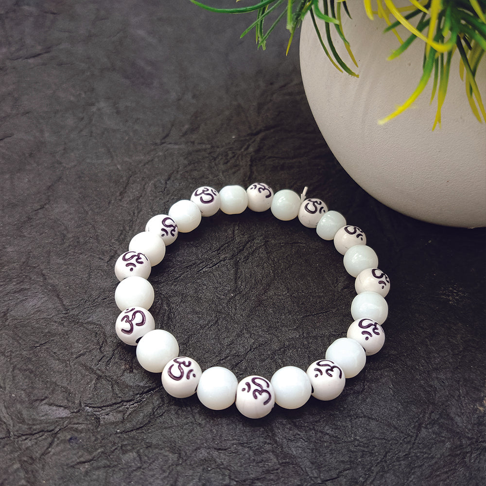 JewelMaze OM White Beads Bracelet - 1405026WH