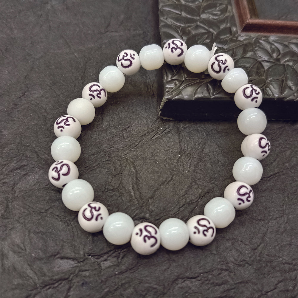 JewelMaze OM White Beads Bracelet - 1405026WH