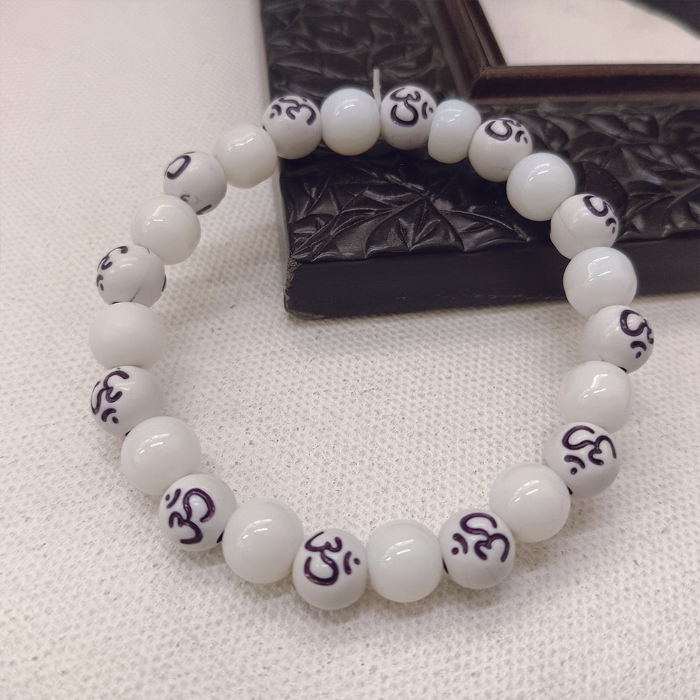 JewelMaze OM White Beads Bracelet - 1405026WH