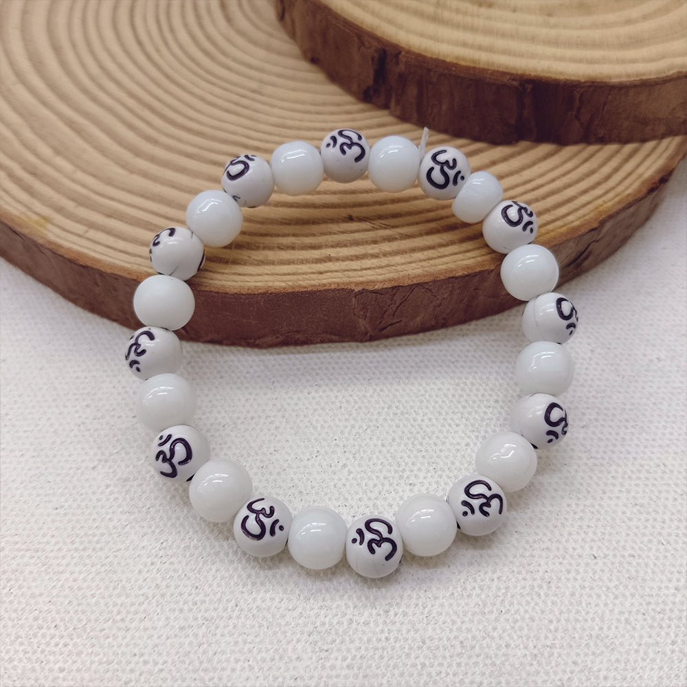 JewelMaze OM White Beads Bracelet - 1405026WH