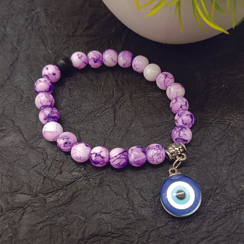 JewelMaze Purple Beads Evil Eye Bracelet