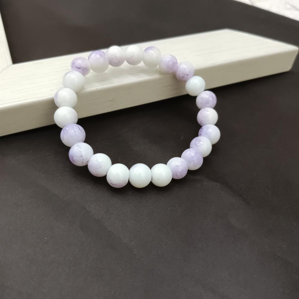 JewelMaze Light Purple Glass Beads Bracelet - 1405102