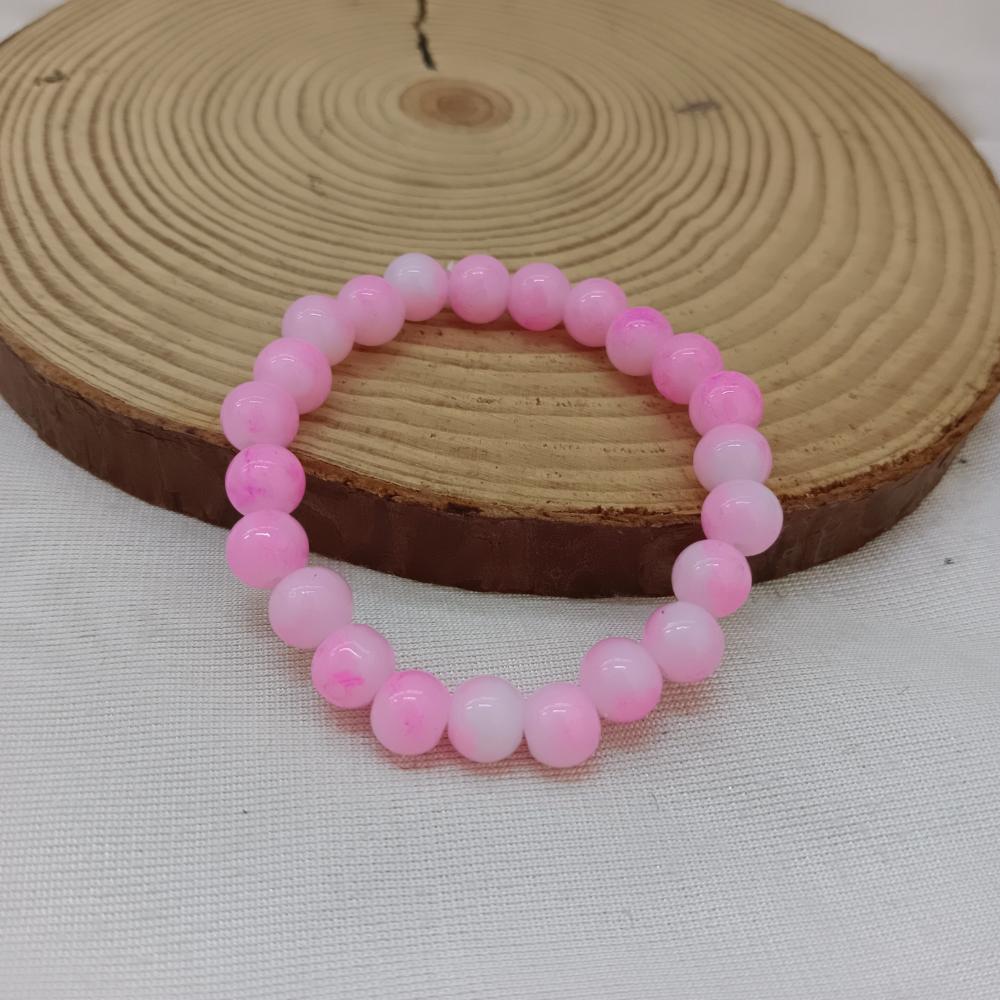 JewelMaze Pink Glass Beads Bracelet - 1405104