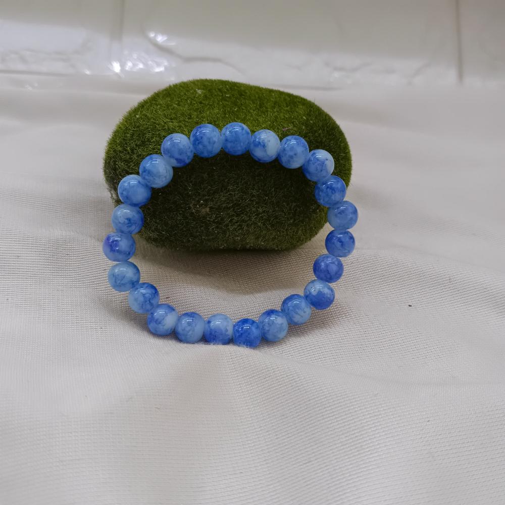 JewelMaze Blue Glass Beads Bracelet - 1405105