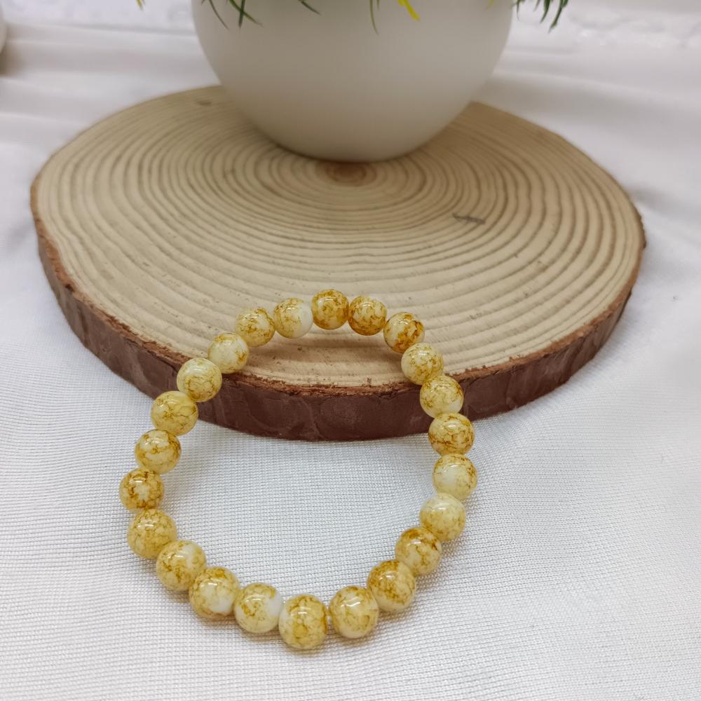 JewelMaze Yellow Glass Beads Bracelet - 1405106