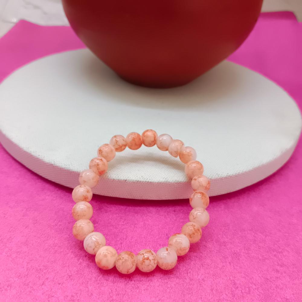 JewelMaze Orange Glass Beads Bracelet - 1405107