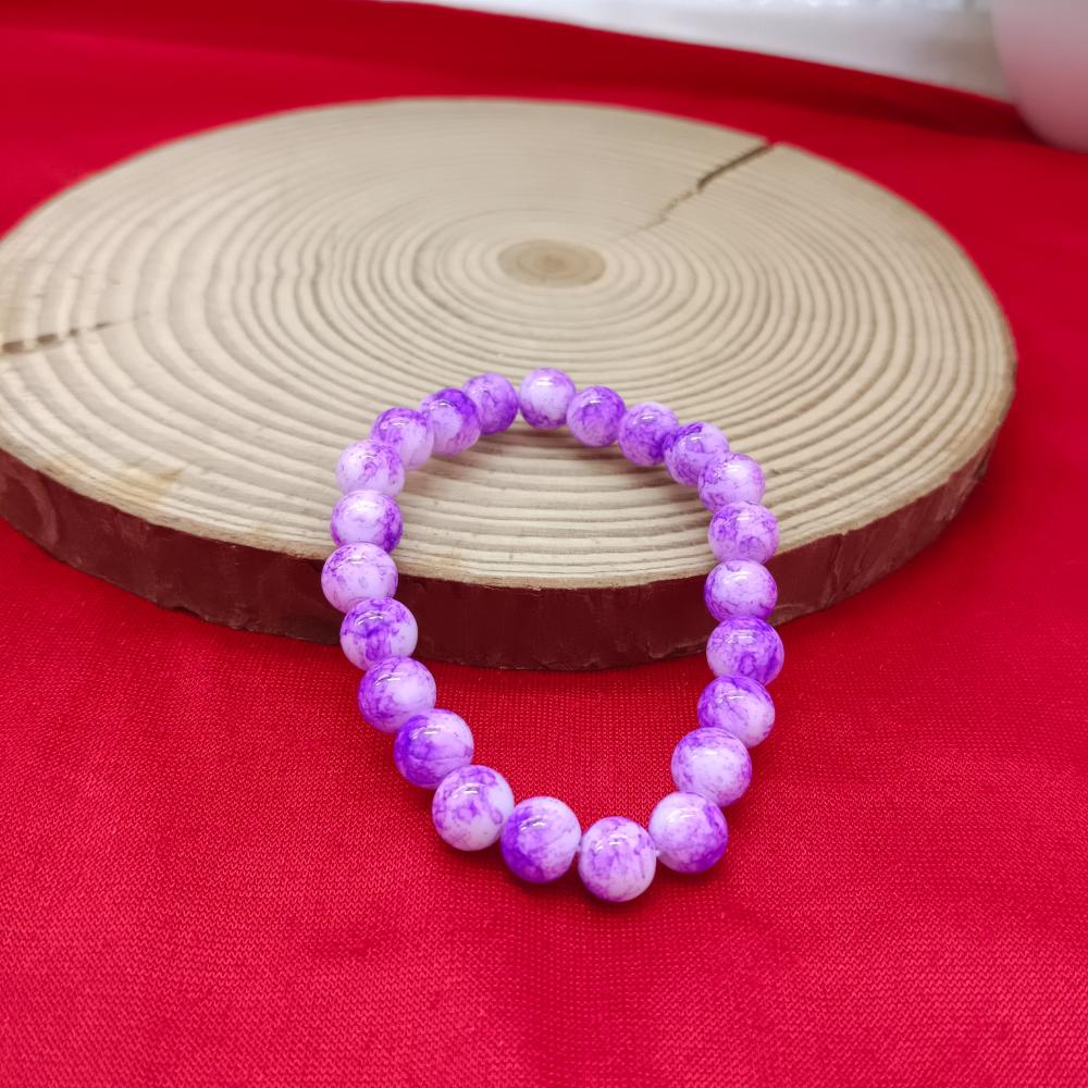 JewelMaze Purple Glass Beads Bracelet - 1405108