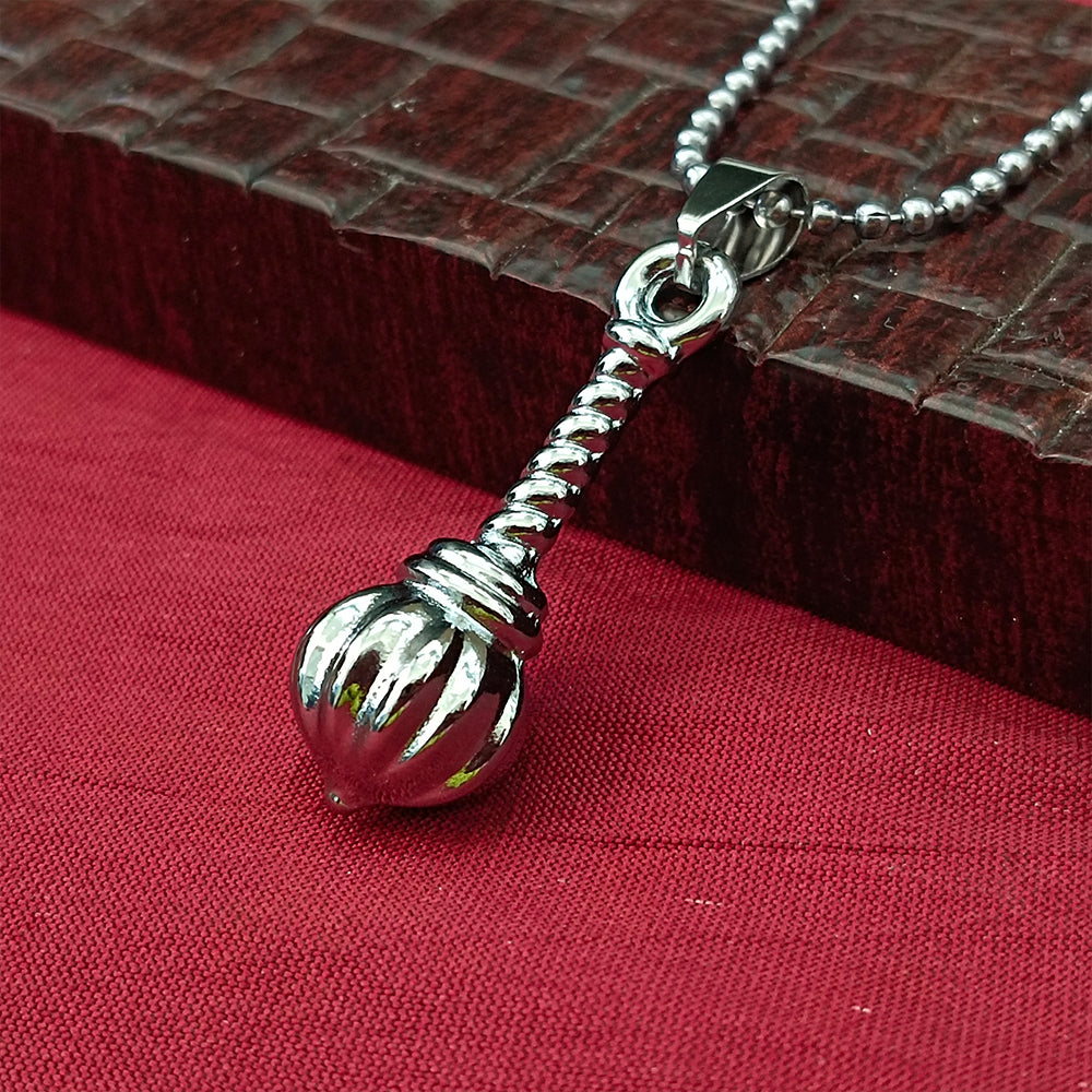 JewelMaze Hanuman Gada Silver Pendant with ball chain For Unisex