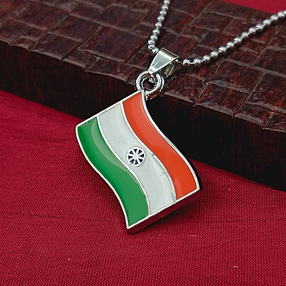 JewelMaze India Flag Chain Pendant For Men