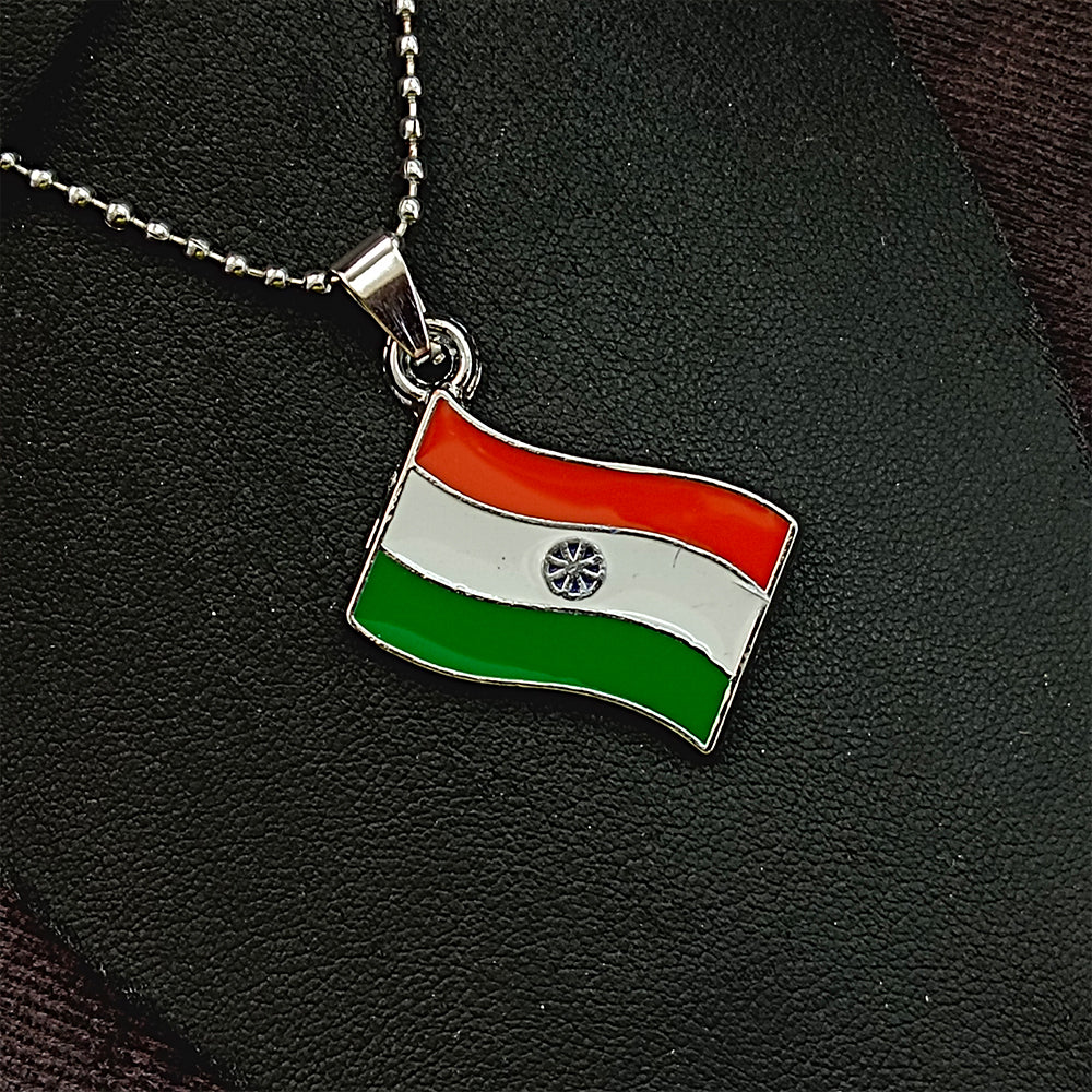 JewelMaze India Flag Chain Pendant For Men