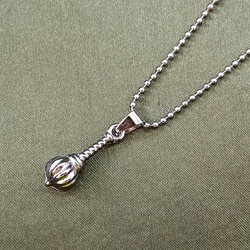 JewelMaze Hanuman Gada Silver Pendant with ball chain For Unisex