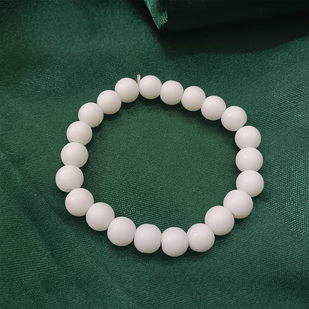 JewelMaze Matte White Beads Bracelet