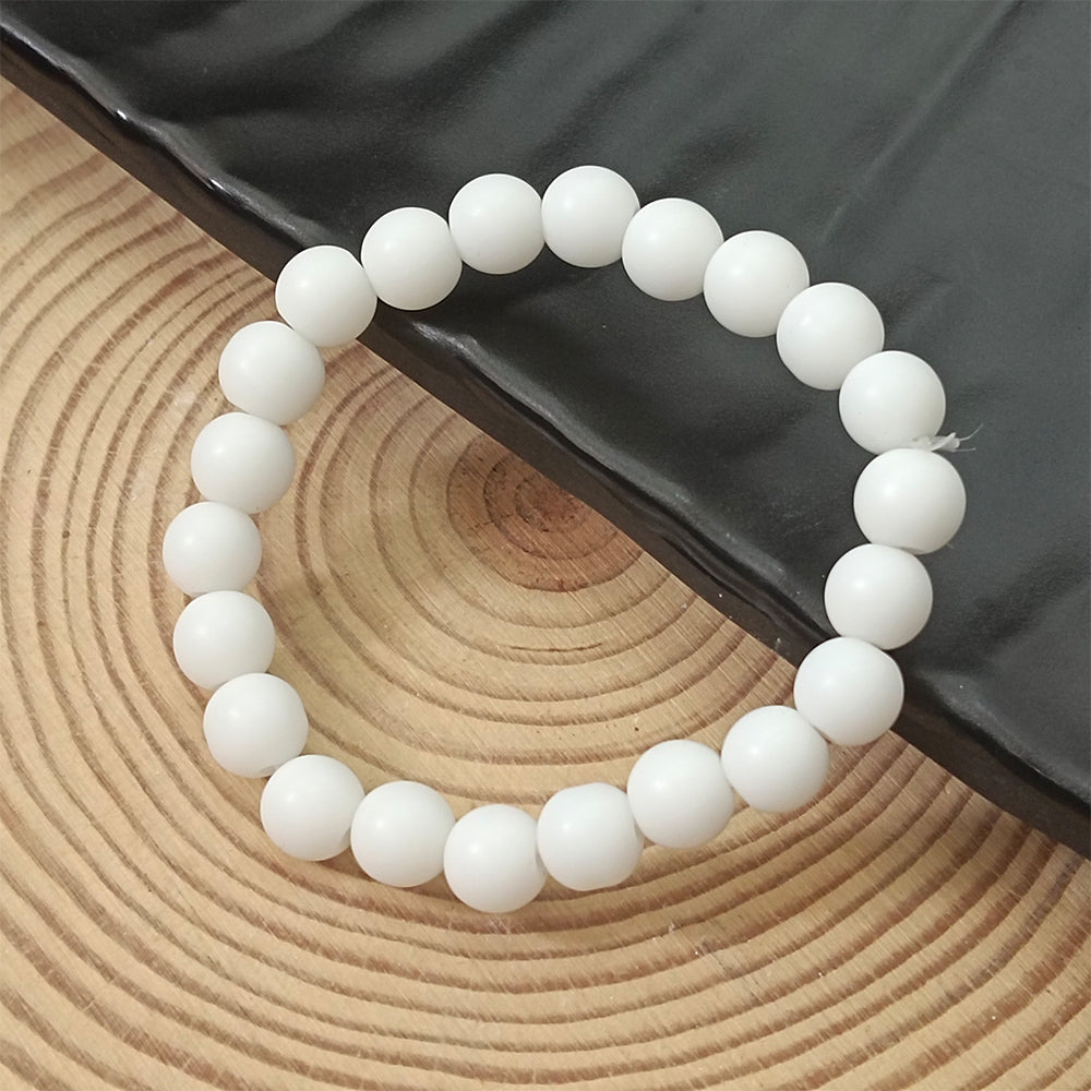 JewelMaze Matte White Beads Bracelet