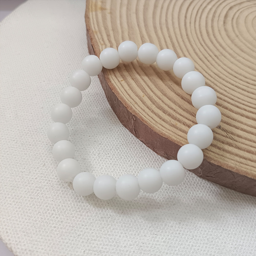 JewelMaze Matte White Beads Bracelet