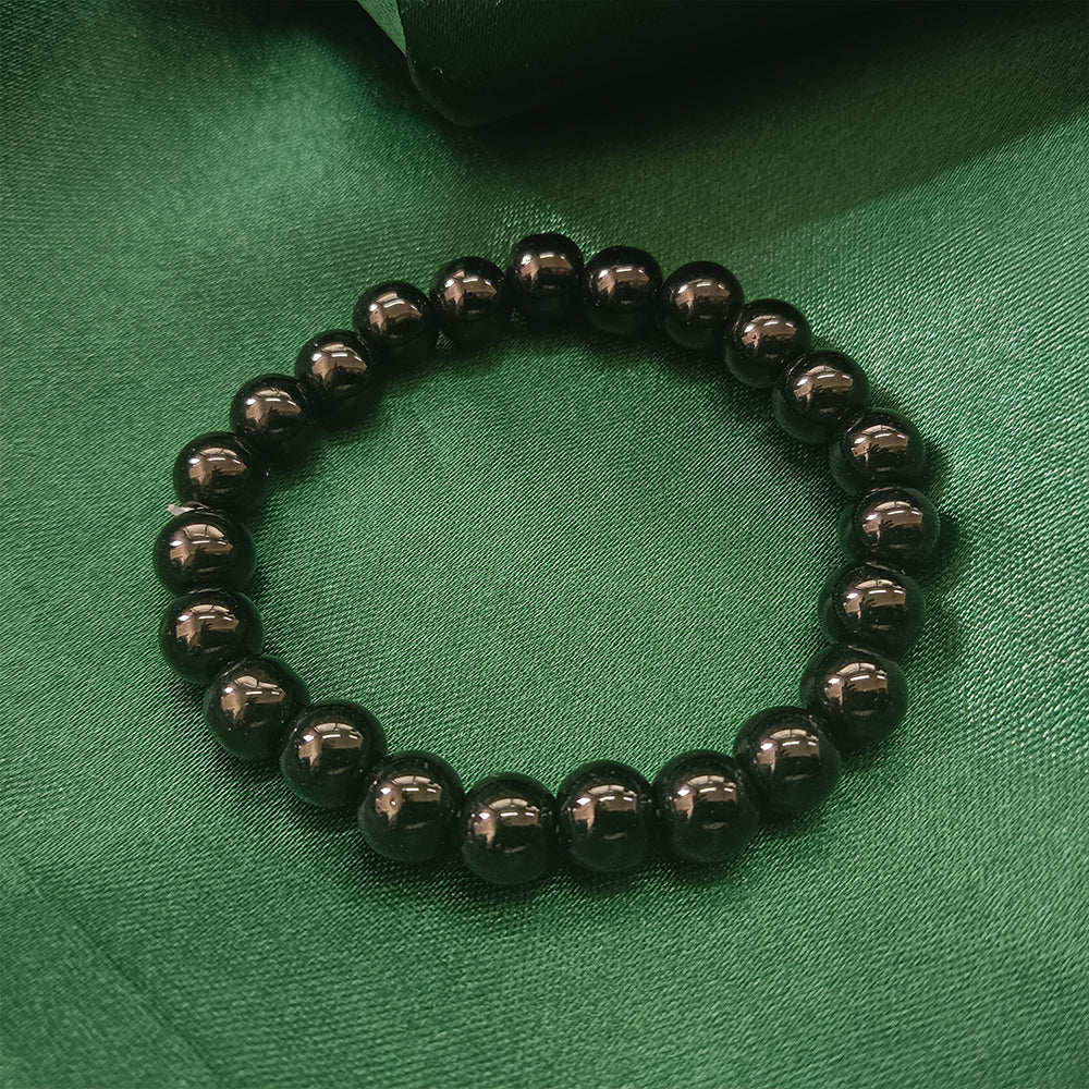 JewelMaze Black Glass Beads Bracelet