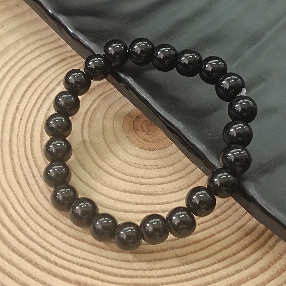 JewelMaze Black Glass Beads Bracelet