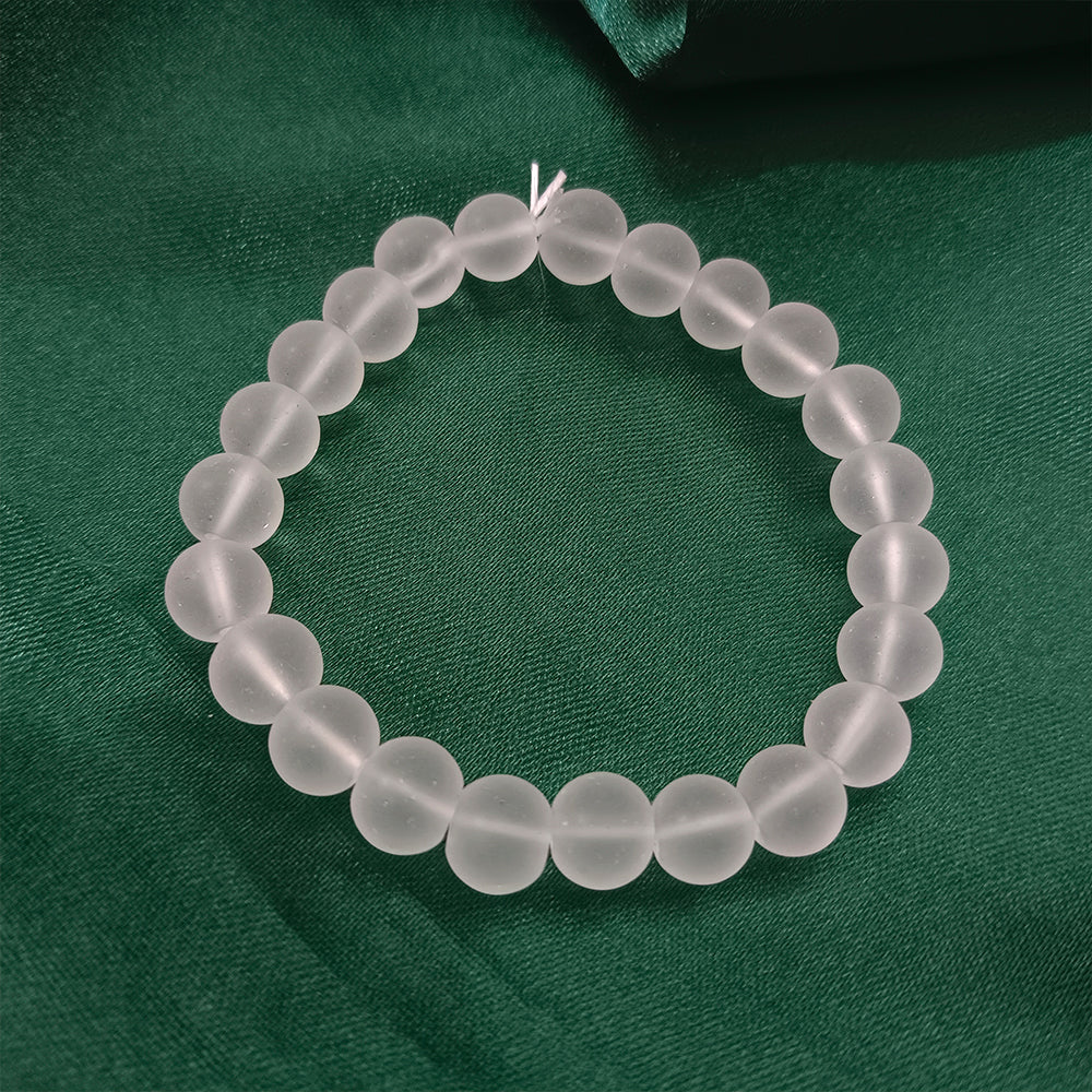 JewelMaze White Glass Beads Bracelet