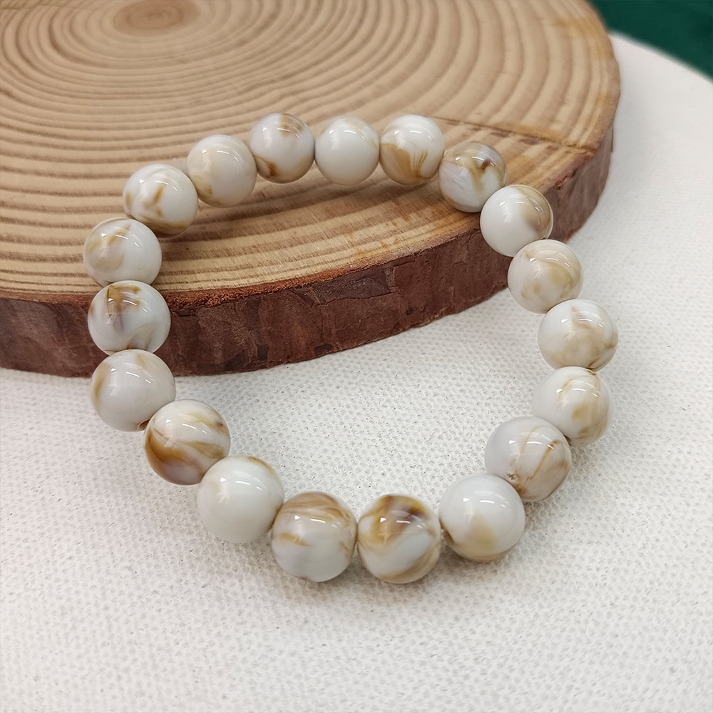 JewelMaze Brown Glass Beads Bracelet