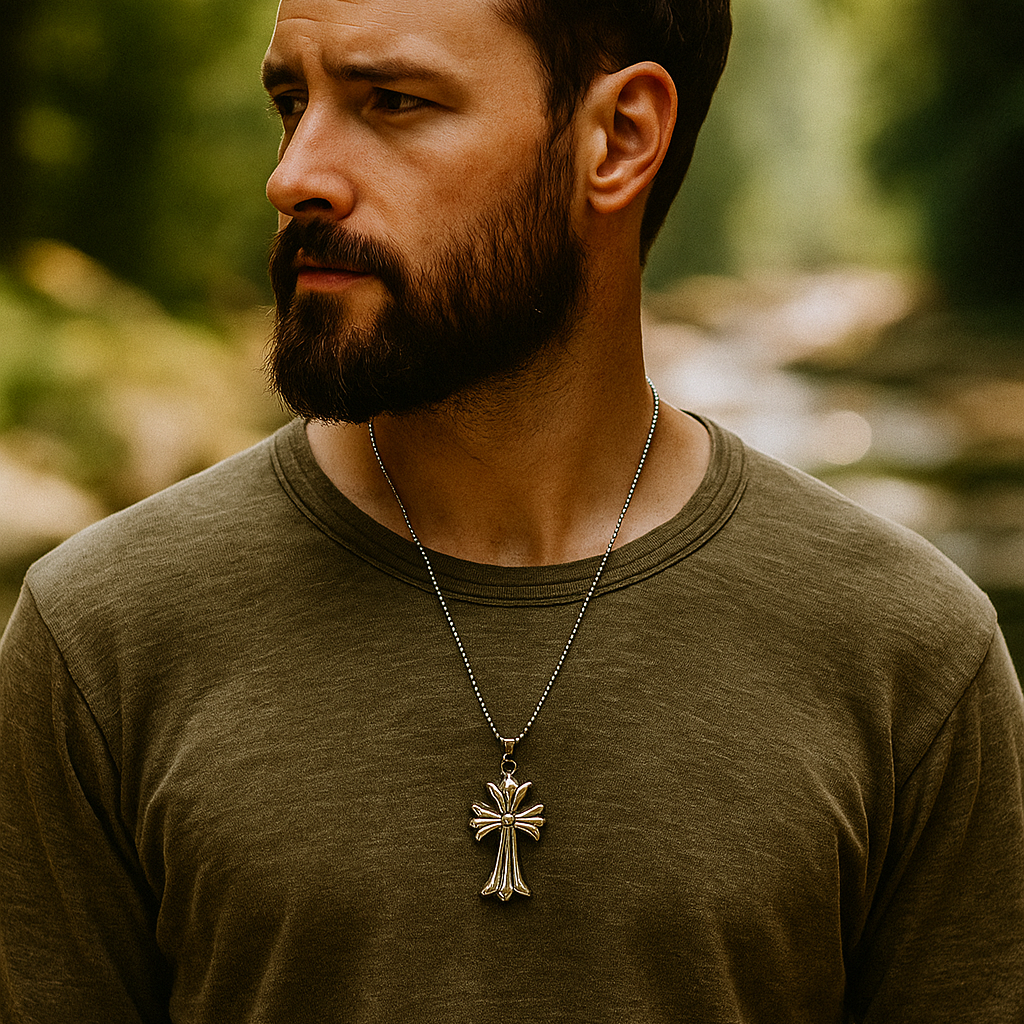 JewelMaze Cross Chain Pendant For Men