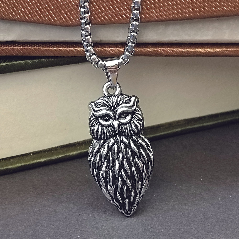 JewelMaze Cool Owl Shape Pendant Chain – Daily Wear for Men