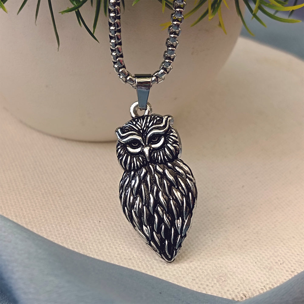 JewelMaze Cool Owl Shape Pendant Chain – Daily Wear for Men