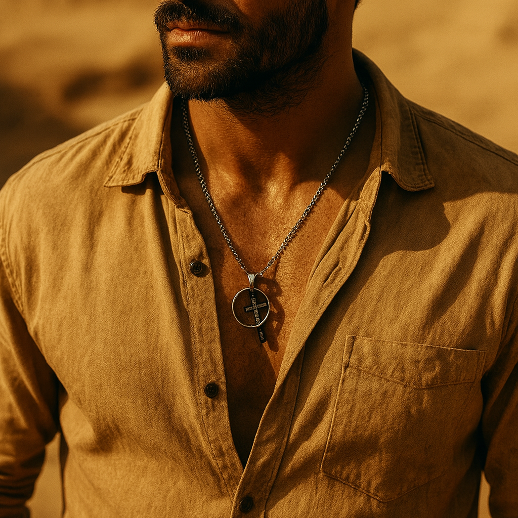 JewelMaze Spiritual Cross with Ring Pendant Necklace for Men