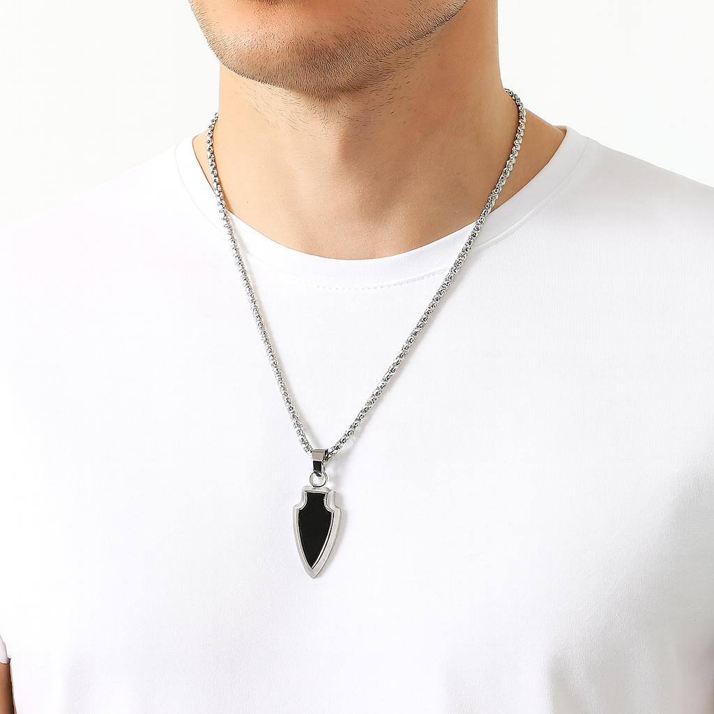 JewelMaze Modern spearpoint arrowhead Pendant Necklace for Men