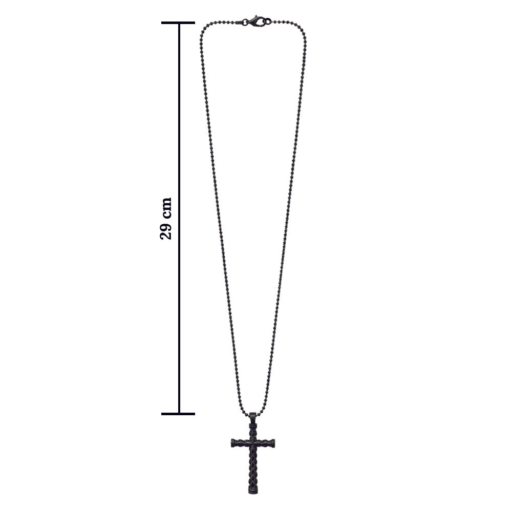 Jewelmaze Statement Black Cross Pendant with Chain for Men's