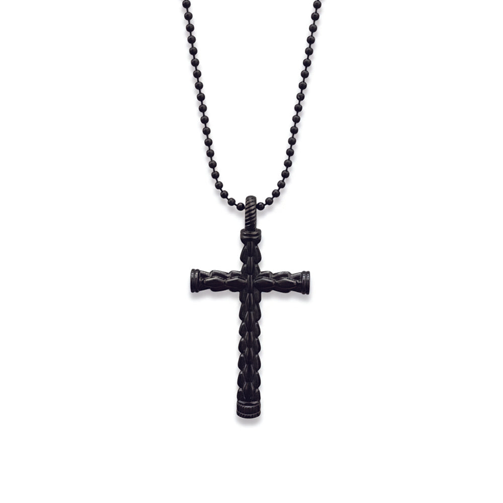 Jewelmaze Statement Black Cross Pendant with Chain for Men's