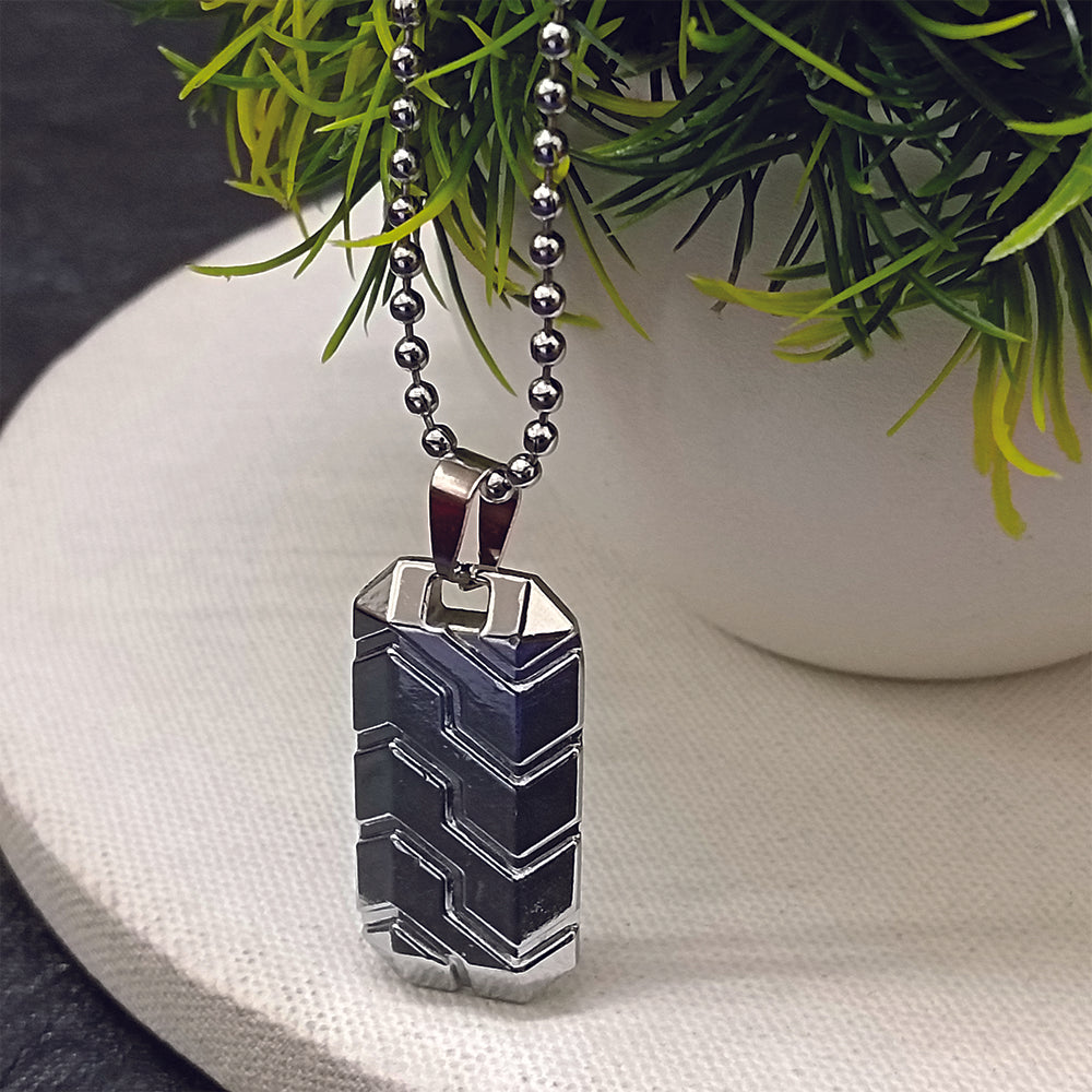 Jewelmaze Minimal Geometric Pattern Enamel Pendant with Chain for Men's