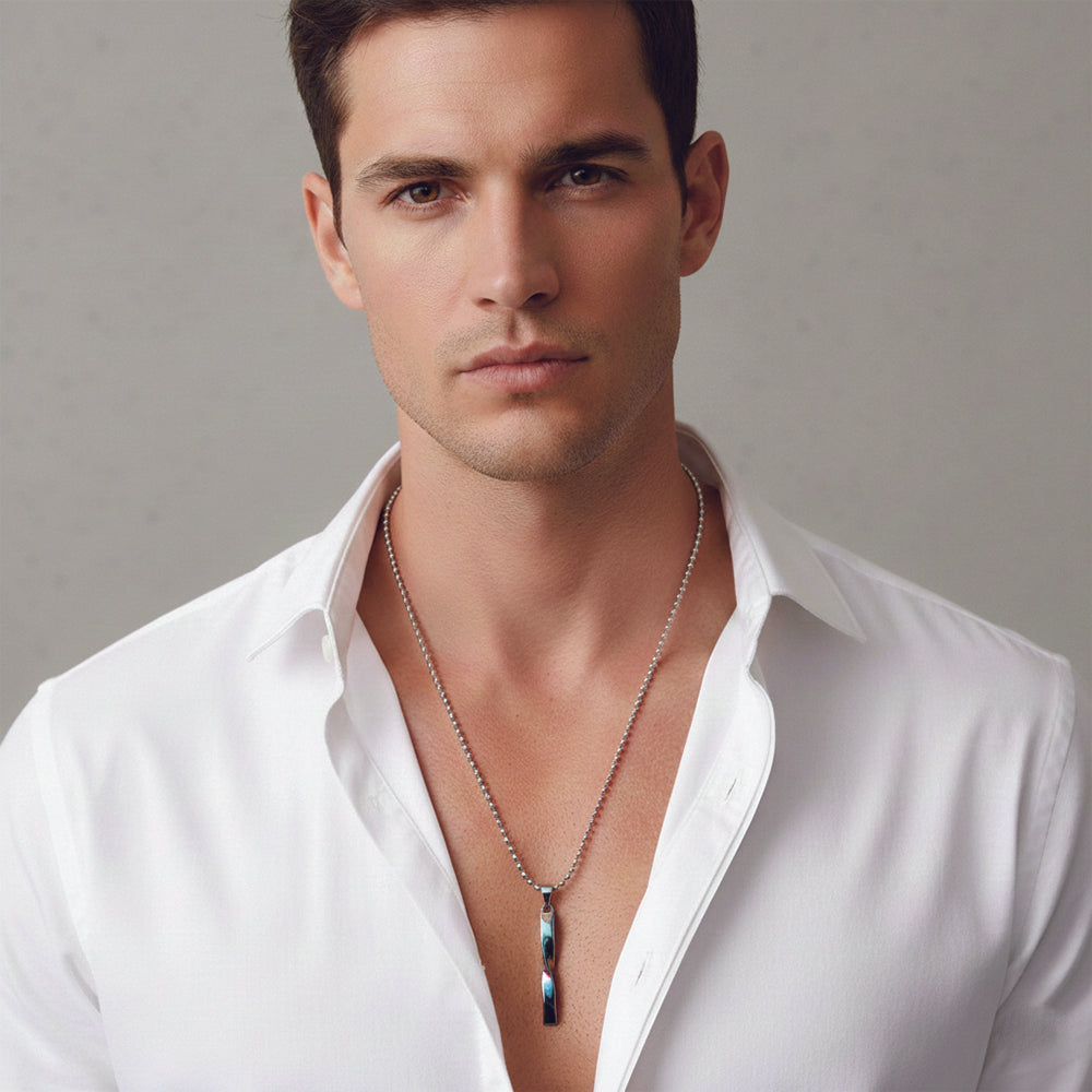 Jewelmaze Sleek Bar Design Silver Tone Pendant Chain