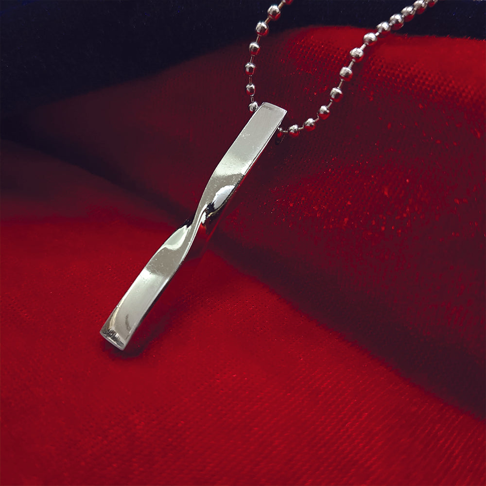 Jewelmaze Sleek Bar Design Silver Tone Pendant Chain