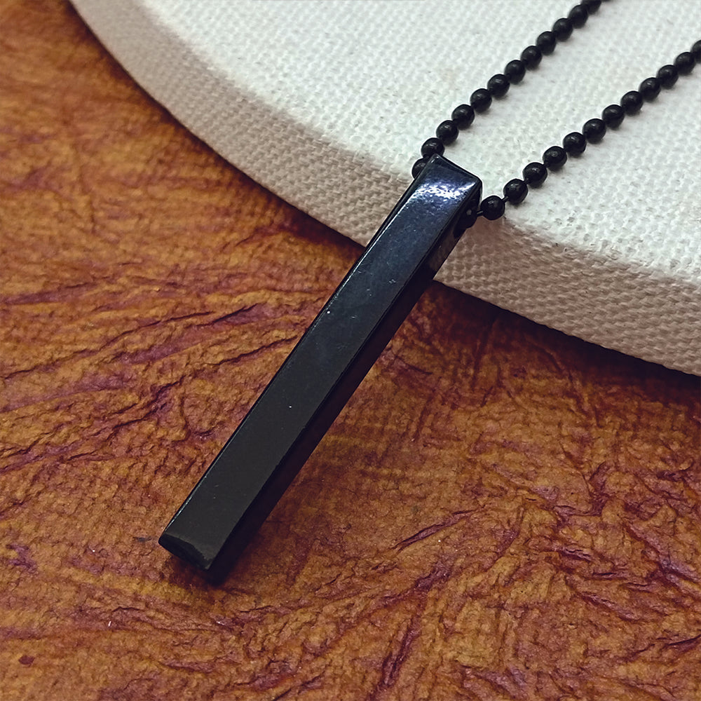 Jewelmaze Everyday Wear Black Finish Bar Pendant Necklace for Men's