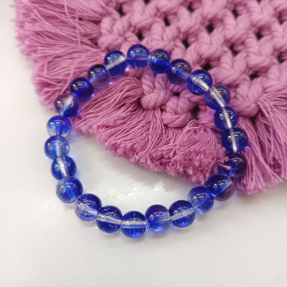 JewelMaze Adjustable Blue Beaded Wrist Bracelet