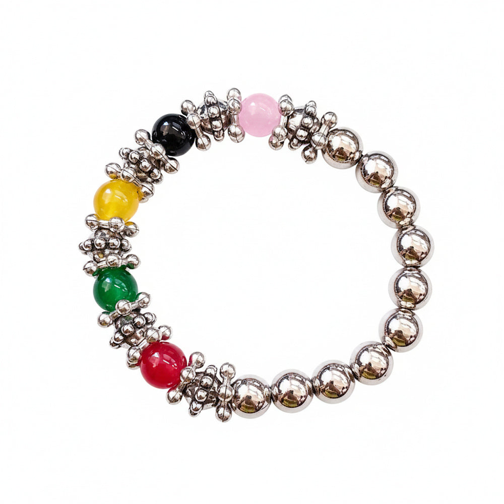JewelMaze Stretchable Multi Color Beaded Wrist Bracelet