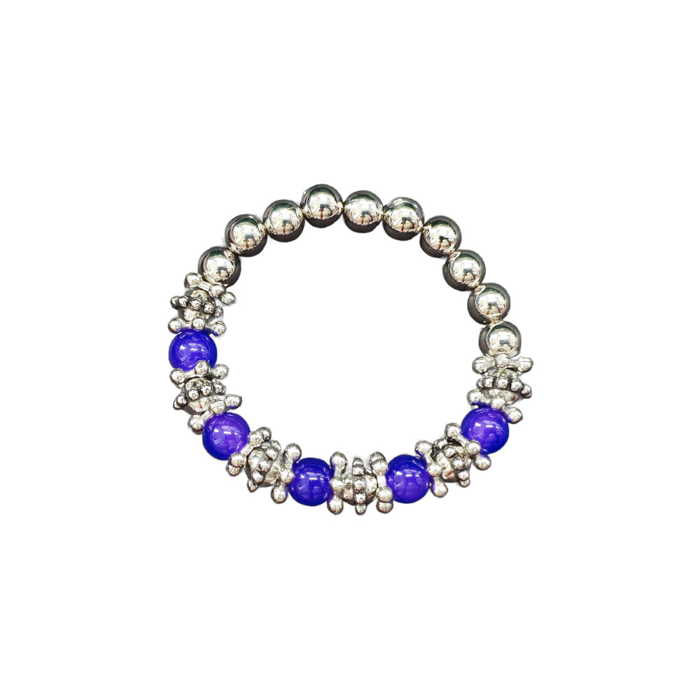 JewelMaze Stretchable Purple Color Beaded Wrist Bracelet