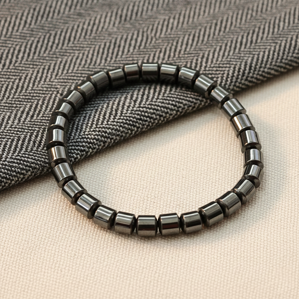 JewelMaze Unisex Hematite Beaded Stretch Bracelet