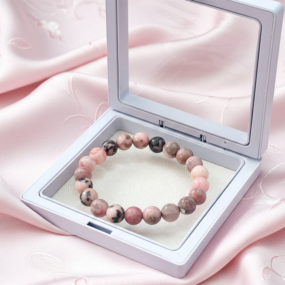JewelMaze Rhodonite Natural Stone Bracelet For Emotional Healing, Love & Forgiveness