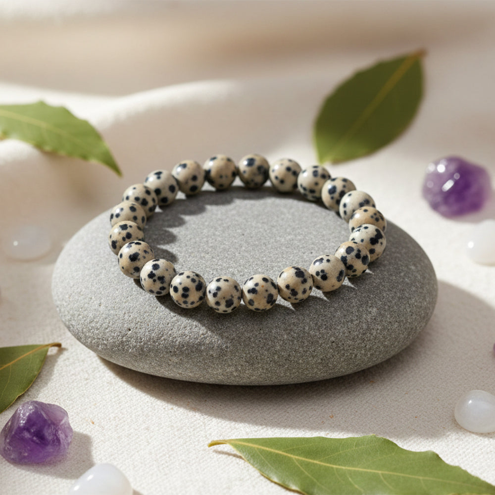 JewelMaze Dalmatian Jasper Natural Stone Bracelet
